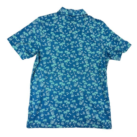 Cubavera Mens Tropical Vacation Print Short Sleeve Polo Shirt Blue S - Picture 4 of 5